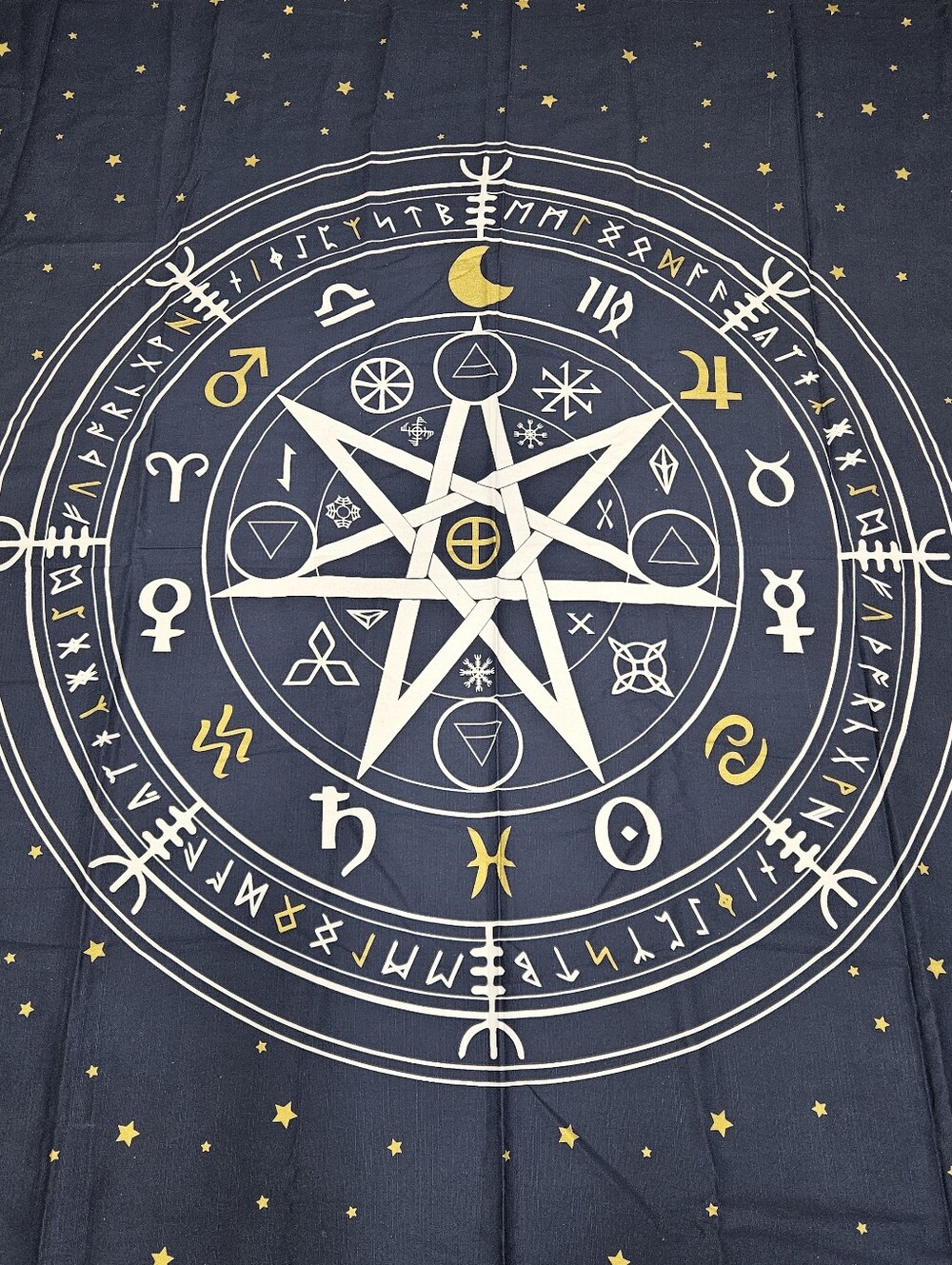 Tabitha and the Moon Zodiac Astrology Tarot Fabric Celestial Shower Curtain NWOT
